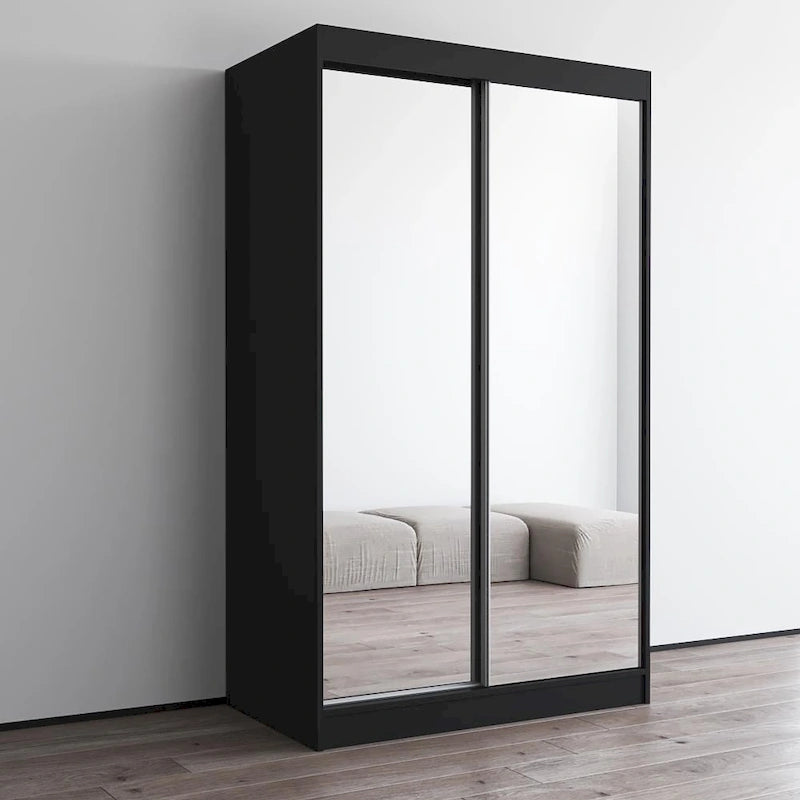 Armoire-penderie à 2 portes miroir avec finition brillante | 120 ou 150 cm de largeur