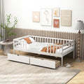 White Kids Daybed with Storage Drawers and Safety Fence Railings