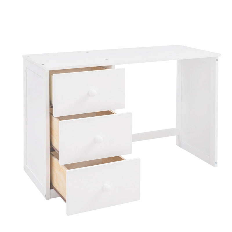 Twin Loft Bed with Built-In Desk Wardrobe Drawers Espresso White Gray