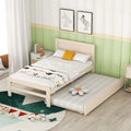White Washed Solid Wood Twin Bed with Clean Modern Headboard Design