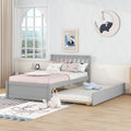 Grey Solid Rubberwood Twin Platform Bed Frame, Sleek Modern Design