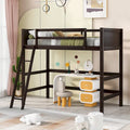 Espresso Twin Solid Wood Loft Bed with Ladder and Safety Guardrail