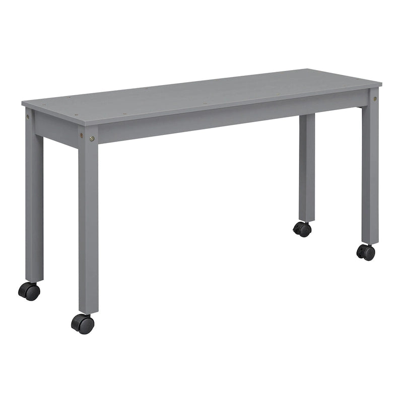 Gray Solid Wood Low Loft Bed with Four Drawers and Retractable Desk
