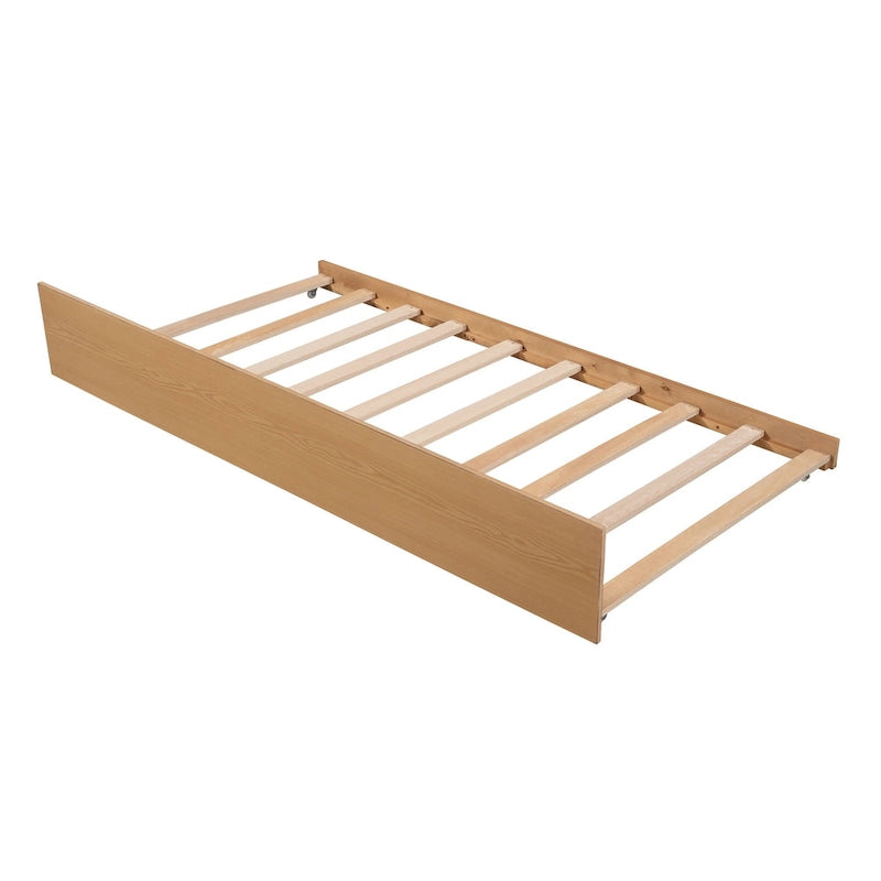 Kids White Pine Wood House Bed Frame with Guardrail and Playhouse Window
