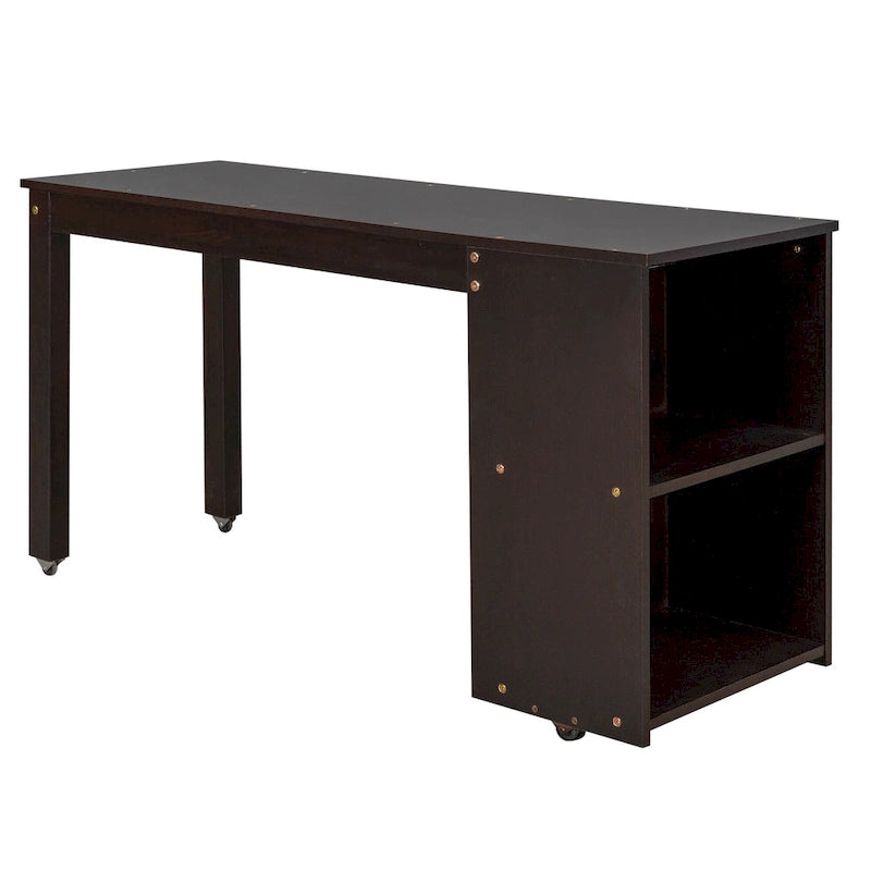 Full Size Pine Wood Loft Bed with Movable Desk Storage Drawers Gray Espresso White