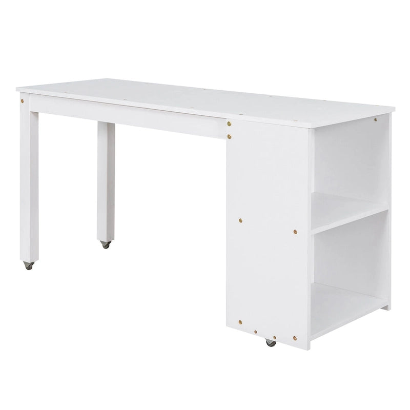 Full Size Pine Wood Loft Bed with Movable Desk Storage Drawers Gray Espresso White