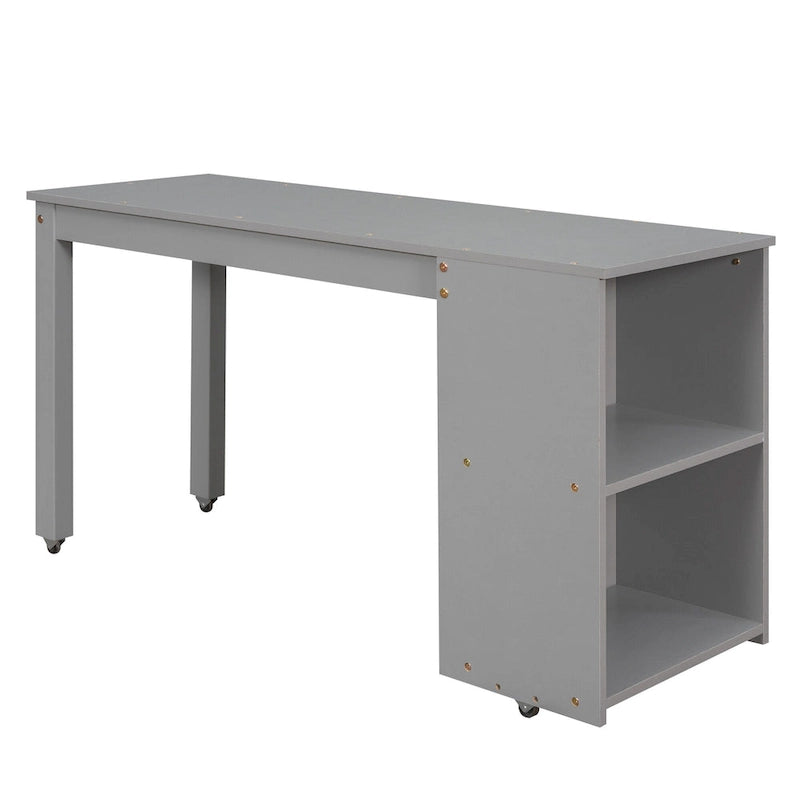 Full Size Pine Wood Loft Bed with Movable Desk Storage Drawers Gray Espresso White