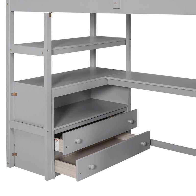 Twin Pine Loft Bed with Desk and Storage
