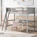 Solid Wood Twin Loft Bed with Ladder Guard Rail Gray