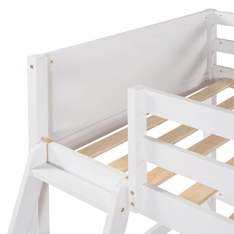 Solid Wood Twin Loft Bed with Ladder Guard Rail Gray