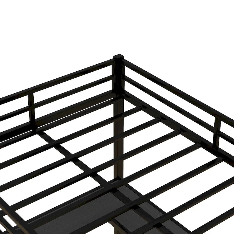 Full Metal Loft Bed with Desk & Shelves