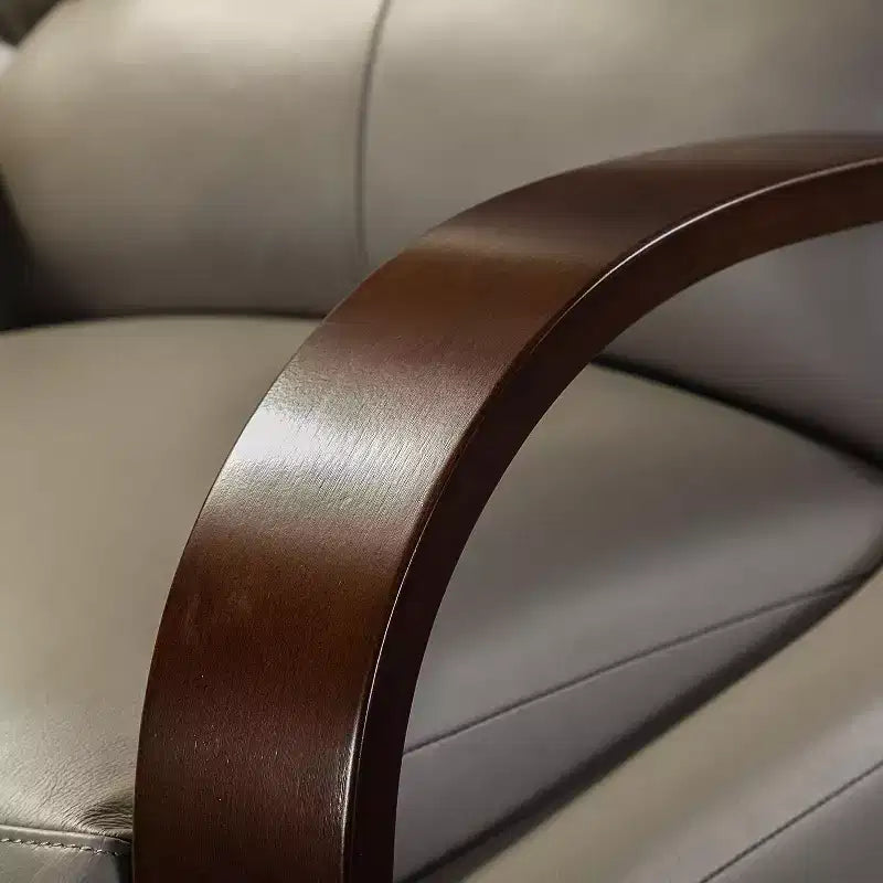 Ensemble de 2 fauteuils inclinables manuels en cuir véritable, inclinaison à 159°