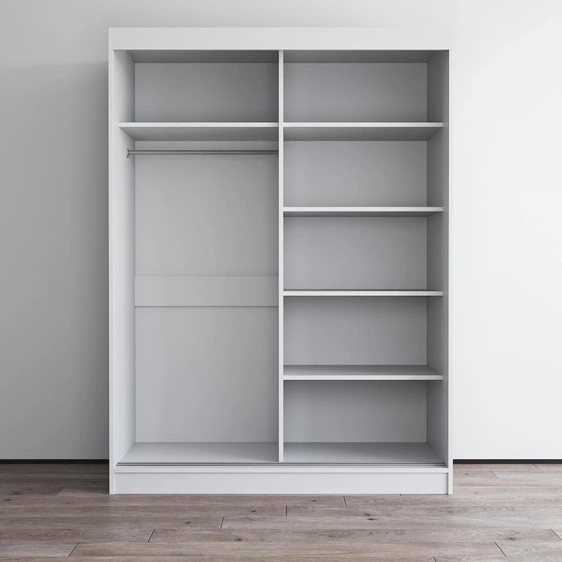 Armoire-penderie à 2 portes miroir avec finition brillante | 120 ou 150 cm de largeur