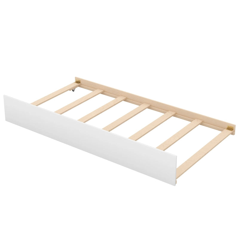 Twin Over Twin Bunk Bed with Trundle Storage Drawers Gray