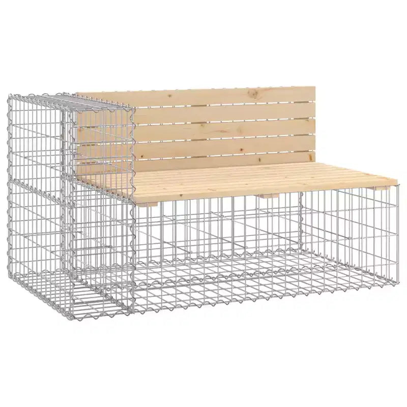 Banc de jardin avec panier gabion Bois naturel et argent