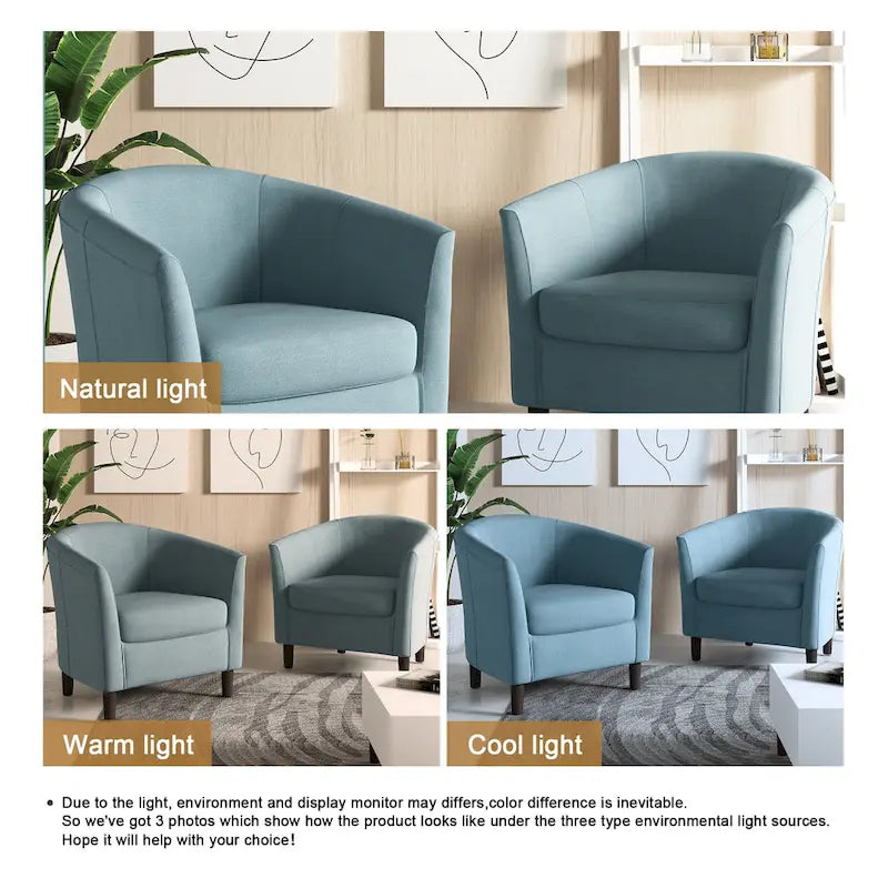 Lot de 2 fauteuils club modernes en lin style tonneau