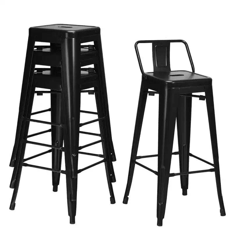 Costway Lot de 4 tabourets de bar en métal de 76 cm de hauteur, tabourets de bar industriels avec dossier bas en acier