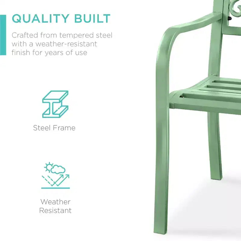 Banc d'extérieur en acier Best Choice Products, mobilier de jardin pour terrasse ou porche avec dossier à motif floral
