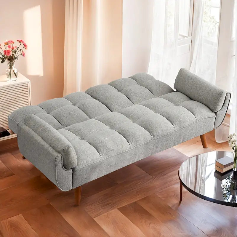 Canapé-lit futon de 75,39 pouces, canapé-lit pliant convertible inclinable pour salon avec 2 oreillers/accoudoirs