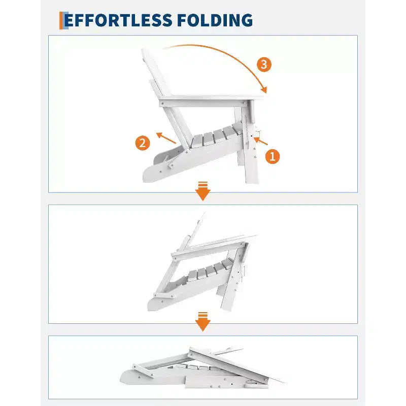 Ensemble de 4 chaises Adirondack pliantes avec 2 tables d'appoint, chaises d'extérieur modernes en HDPE pour patio, terrasse, balcon, jardin